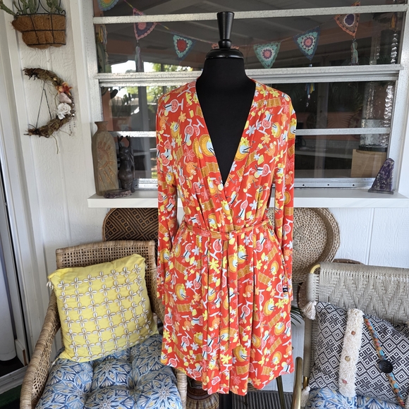 MeUndies XS / S Tropical Vibrant Floral Robe Tiki Resortwear Vacation Soft - Picture 11 of 14